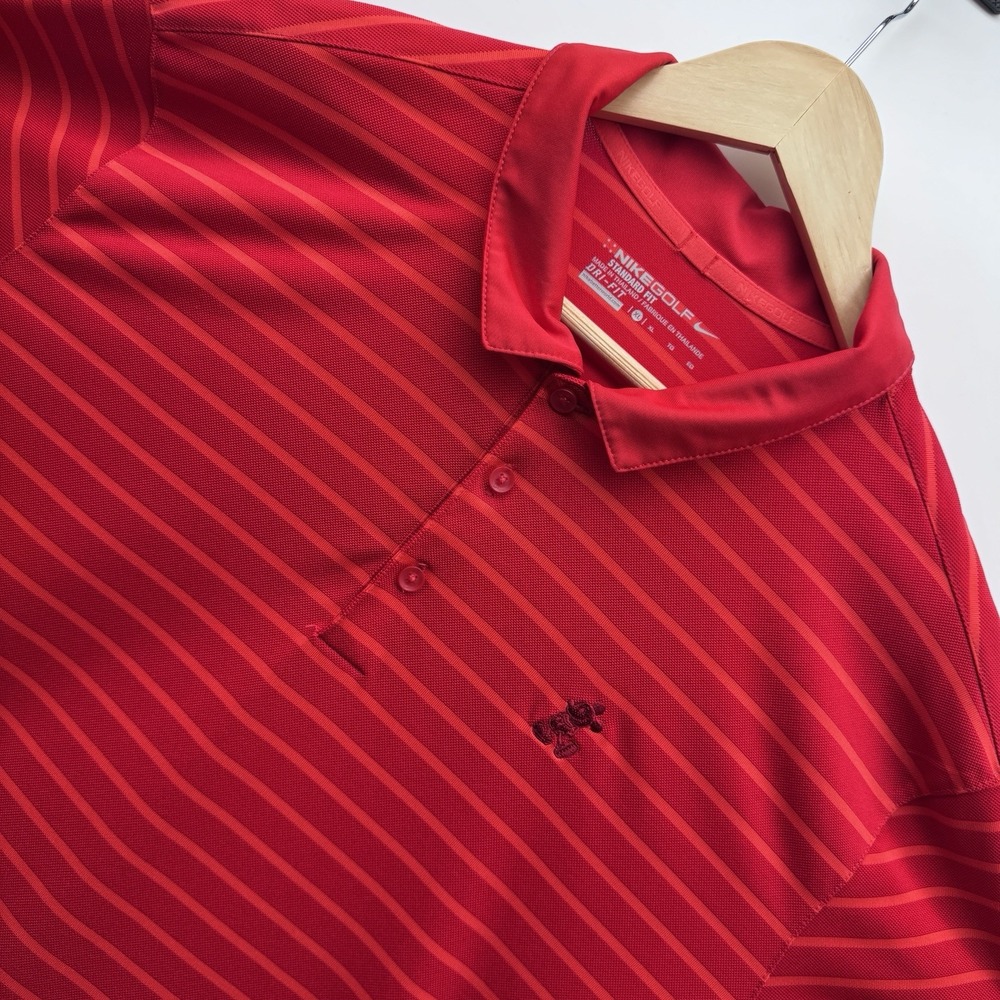 Nike Golf Dri-FIT Disney Mickey Mouse Polo Shirt Mens XL Red Striped